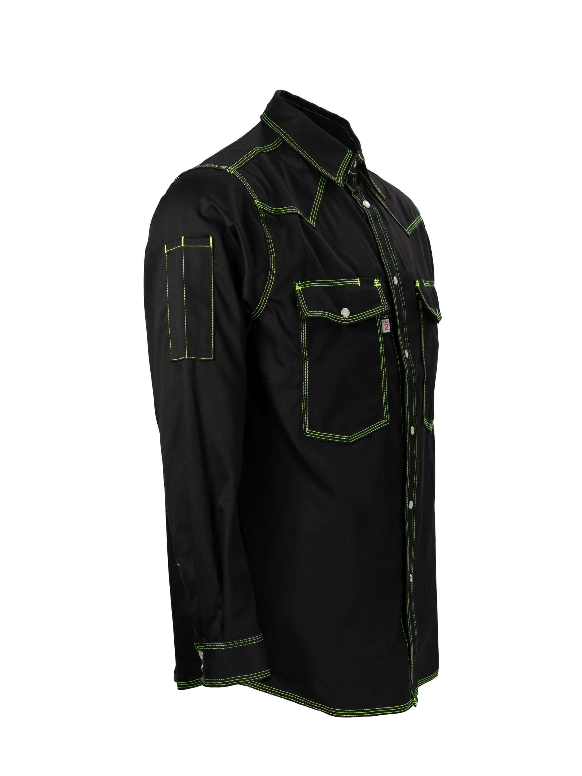 CAT2 FR Welding Shirt – Lime Green Stitching – NFPA 2112 Certified Workwear