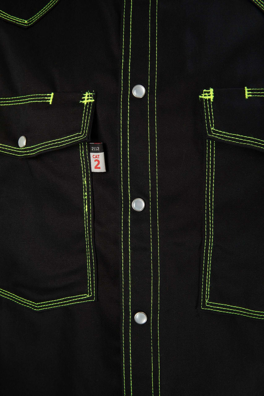 CAT2 FR Welding Shirt – Lime Green Stitching – NFPA 2112 Certified Workwear
