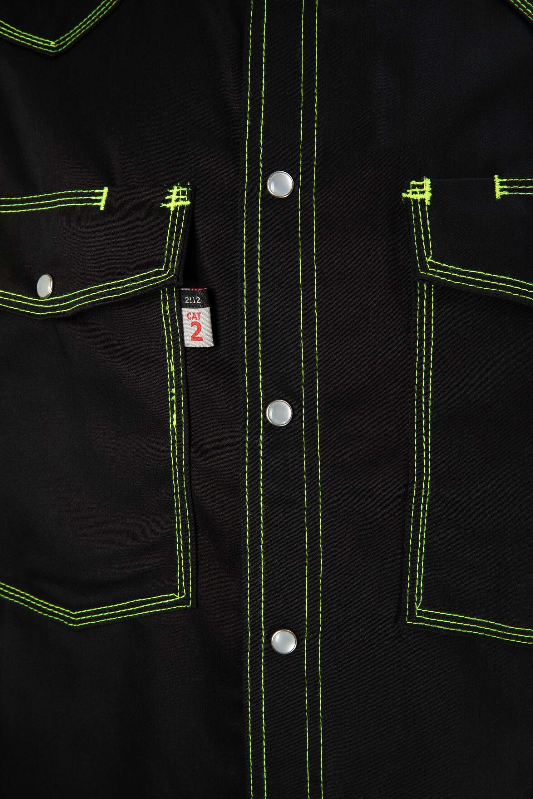 CAT2 FR Welding Shirt – Lime Green Stitching – NFPA 2112 Certified Workwear