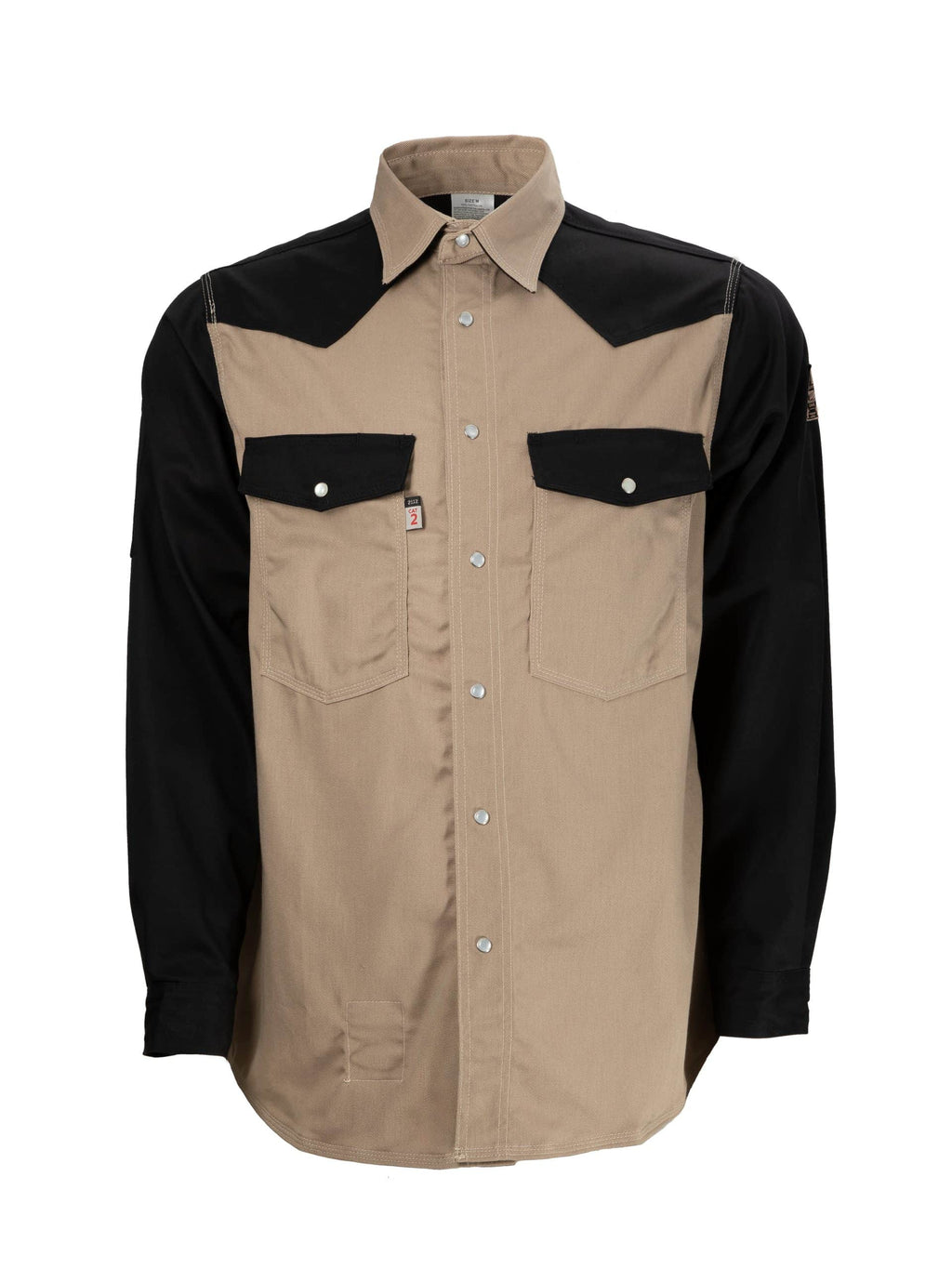 CAT2 FR Welding Shirt – Khaki/Black – NFPA 2112 Certified Workwear