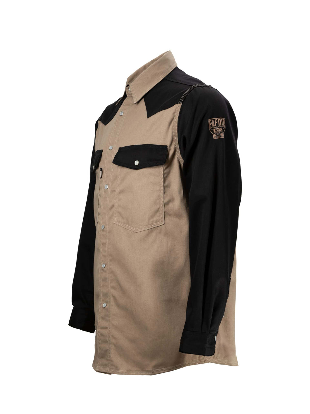CAT2 FR Welding Shirt – Khaki/Black – NFPA 2112 Certified Workwear