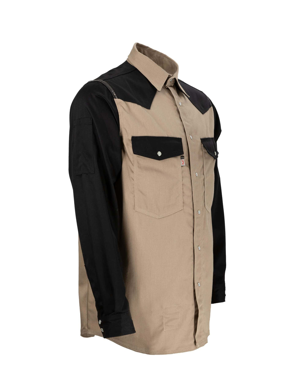 CAT2 FR Welding Shirt – Khaki/Black – NFPA 2112 Certified Workwear