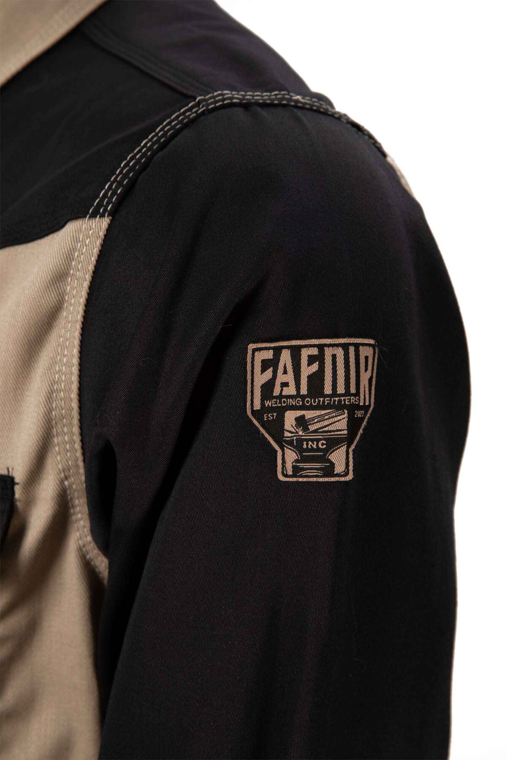 CAT2 FR Welding Shirt – Khaki/Black – NFPA 2112 Certified Workwear